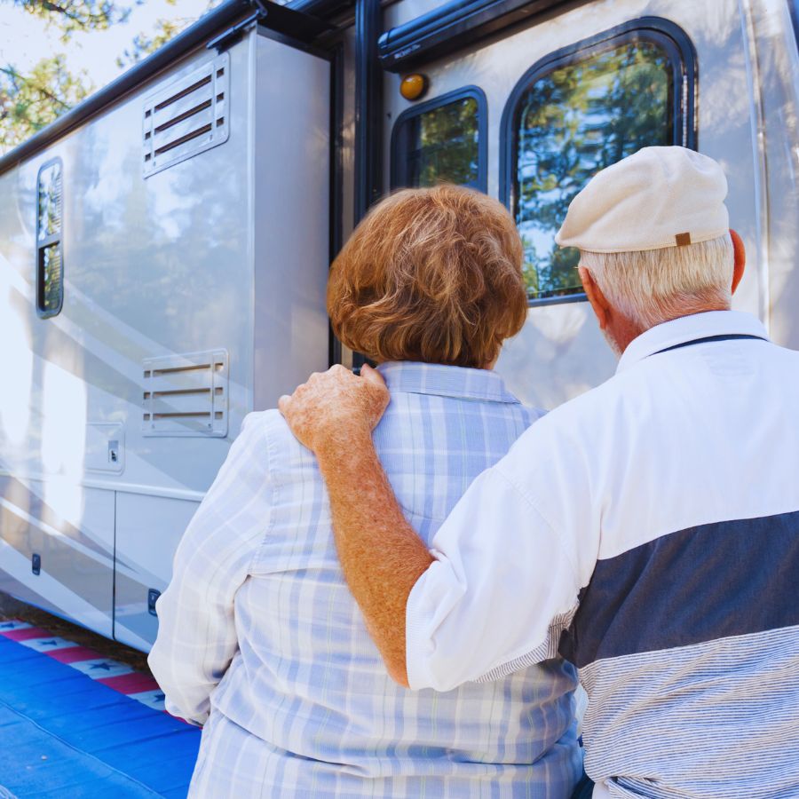 retired couple RVing